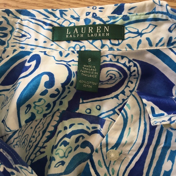 NWT Lauren Ralph Lauren Cotton Paisley Shirt - Picture 4 of 6